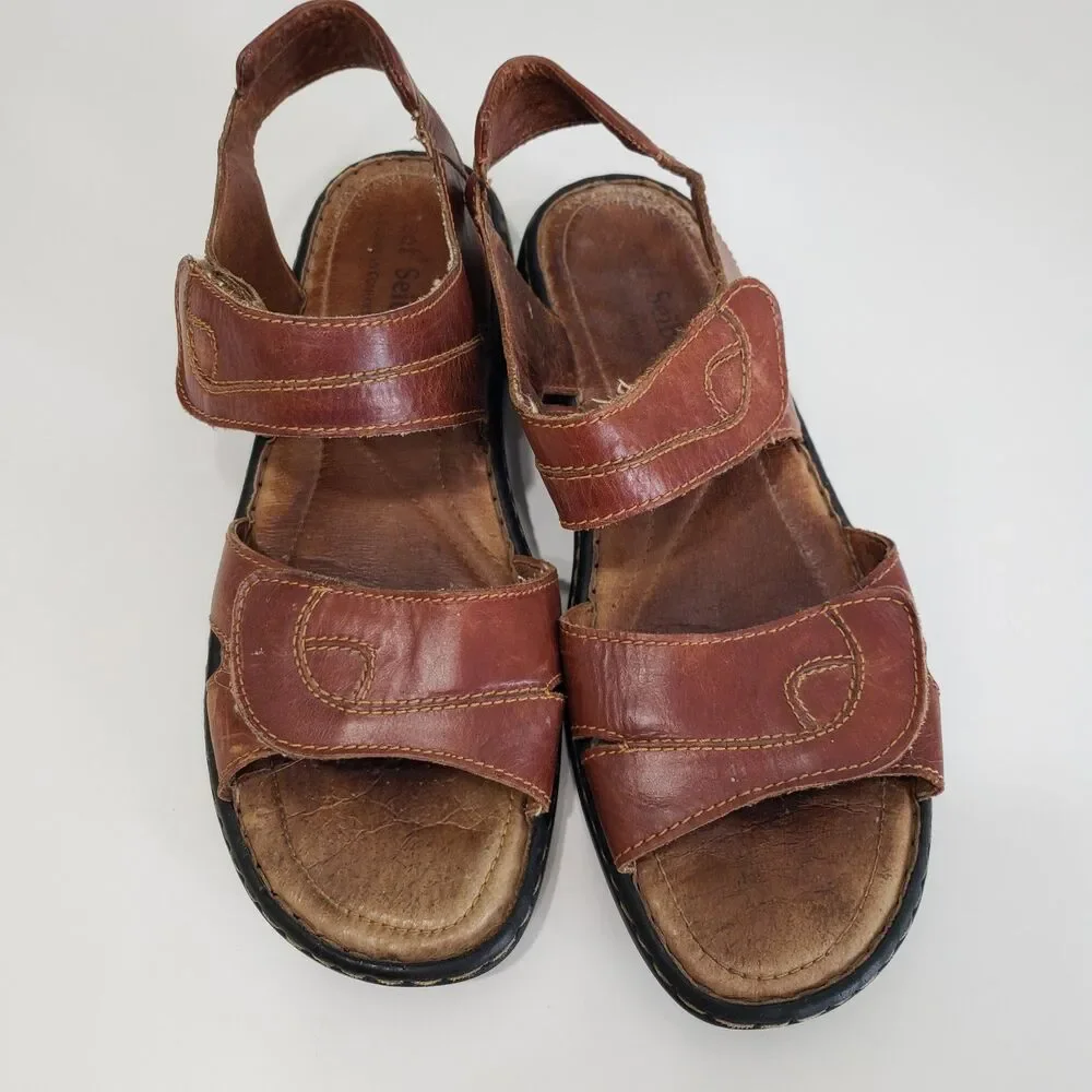 Josef Seibel Brown Leather Sandals, Size 10